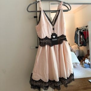 NWT Missguided Pink Dress with Black Lace